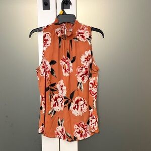 Daniel Rainn Floral Sleeveless Blouse - Orange and White